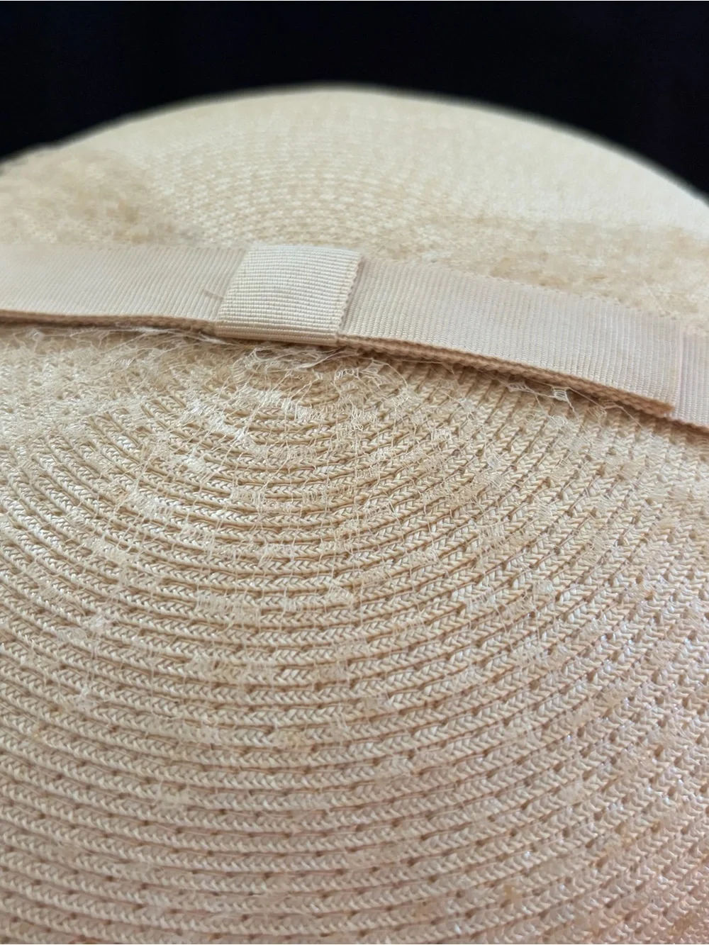 Vintage Straw Pillbox Hat in Cream with Black Netting Vintage but New. Beautiful - Picture 3 of 5